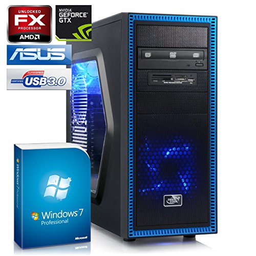 CSL PC Sprint D10013Pro inkl. Windows 7 Pro – AMD FX-6300 6x 3500MHz, 8GB RAM, 1000GB HDD, GeForce GTX 1050 Ti, DVD, CardReader, GigLAN, 7.1 Sound, USB 3.1 - 2