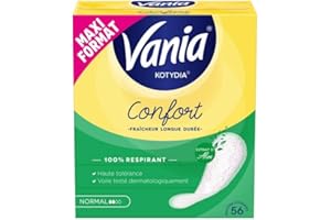 Vania | Protège-Slips Confort Normal Parfum Aloe (boîte de 56 pièces) – Protège-lingeries 100% respirant et confortables – Protection hygiénique avec ajustement parfait et tenue optimale