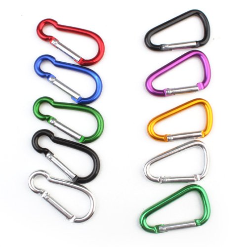 Preisvergleich Produktbild 2 PCS 4mm Lot Aluminum Alloy Karabiner-Clip Feder Karabinerhaken Schlüsselanhänger Klettersteig zufällige Farbe