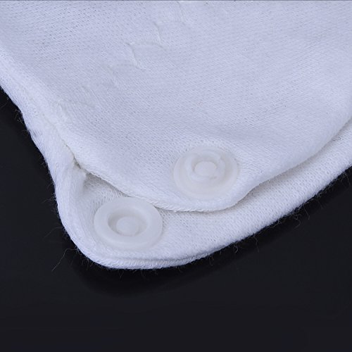 Blulu Weiß Genähte Baumwollhandschuhe Parade Handschuhe mit Schnappverschluss, 2 Paar - 5