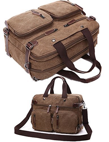 cesu Laptop Tasche Hybrid Aktentasche Rucksack Messenger Bag für Männer Frauen braun coffee - 5