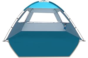 COMMOUDS Strandtält för 3-4 Personer, UPF 50+ Solskydd, Bärbart Solskyddstak, Lätt Och Enkelt Att Sätta Upp, Eventskydd för Camping, Fiske, Utomhus