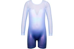 ZNYUNE Fille Justaucorps Gymnastique Combinaison de Gym Manches Longues
