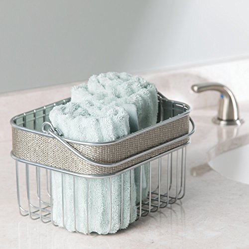InterDesign Twillo Aufbewahrungskorb für Bad, Küche & Co | rostfreier Badorganizer für Kosmetik und Pflegeprodukte | dekorativer Regalkorb mit Kunststoffakzenten | Metall silber - 2