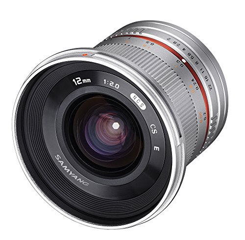 Samyang F1220506102 - Objetivo fotográfico CSC-Mirrorless para Sony E (Distancia Focal Fija 12mm, Apertura f/2-22 NCS CS, diámetro Filtro: 67mm), Plateado