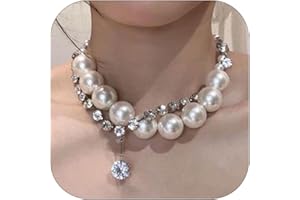 YANCHUN Pearl Necklace for Women Chunky Pearl Necklace Big Pearl Necklace Exaggerated Large Pearl Necklace Statement Pearl Choker Necklace Wedding Jewelry Gifts for Party
