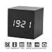 Produktbild Wecker Digital Batterie Deetop Weiß Wecker Uhr mit Datum Temperatur Kalender Digitalwecker mit USB Kabel in Schwarz mit weißen LEDs (Schwarz)
