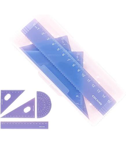 Set 4 Righelli In Lega Di Alluminio - Goniometro E Squadre Per Geometria, Ufficio E Scuola - Foto 8