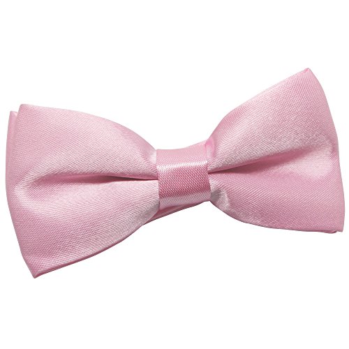 Homgaty Children Kids Satin Bowtie Necktie Double Layer Bow Tie Adjustable (Pink)