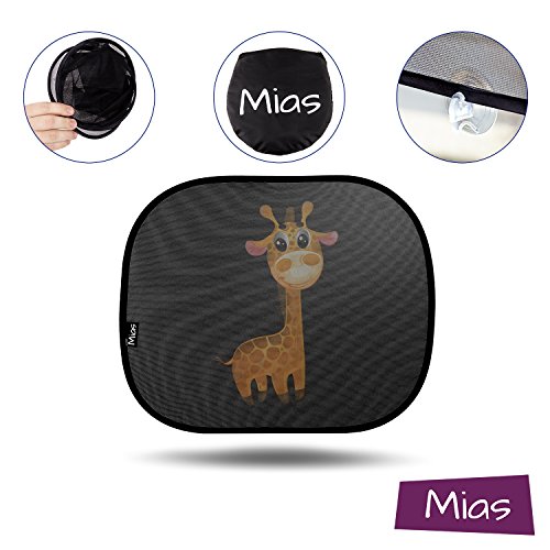 Mias 2er-Pack Sonnenblenden für Autoscheiben, mit niedlichem Giraffenmotiv, 43 x 35,5 cm – Sonnenschutz für Kinder / Baby / Seitenscheiben – - 2