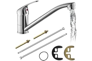 PLLYPE Bateria zlewozmywakowa, armatura kuchenna, obracana o 360°, kran, bateria mieszakowa z 2 wężami przyłączeniowymi, zimna i gorąca woda do kuchni, łazienki