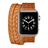 APJJ Gurt Kompatibel Mit Gurt 38Mm 40Mm, 42Mm 44Mm. Ersatzband Für Top-Grain-Lederband Kompatibel Mit Serie 4/3/2/1,Orange,42mm