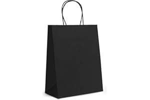 GIFTSAY Small Gift Bags with Handles Bulk 15X8X21cm 30pc Sturdy Paper Bags Black for Wedding Party Favor Bags, Grocery Shopping Bags, Retail Merchandise Bags Gift Sacks and Birthday Gift Bags