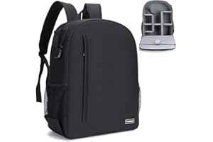 Cwatcun Camera Backpack Bag with Tripod Holder Anti-Theft Waterproof Camera Bag with 15.6' Laptop Compartment Fit for Canon Nikon Sony DSLR SLR Camera for Women Men Photographer (Large, 3.0 Black)