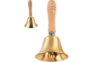 ‎TIVUNORON Massivmessing Rufglocke, Goldene Handglocke Mit Holzgriff, Klassisch Handglocke, Multifunktionale Handglocke, Super Laute Handglocke Für Hochzeit, Büro, Abendessen, Hotelservice, Meditationsgebet