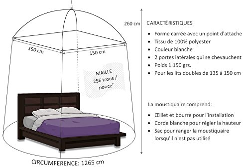 Mosquitonetz XL 150x150x265x1265 cm - 5