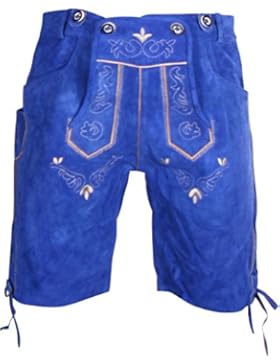 Gesteiner Leather Herren Trachten Lederhose, kurz, Echtes Leder Kniehose Gr. 46,48,50,52,54,56,58,60 Royalblau...