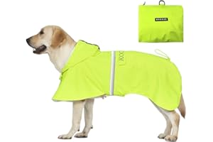 KOOGAL Große Hunde Regenjacken Mit Kapuze,Hunde Regenmantel,Mit Reflektierenden Sicherheitsstreifen, Wasserdichter Hundemackintosh, Geeignet Für Mittlere Und Große (Fluoreszie Grün, 6XL)