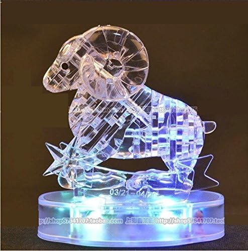 3D Crystal Puzzle 12 montierte Konstellationen basteln puzzle Spielzeug-LED-Lampe (Widder)