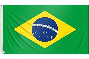 REGALOS ESTRELLA AZUL Grand drapeau brésilien 150x90 cm drapeau Brésil balcon extérieur renforcé avec deux œillets métalliques