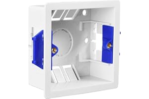 BRITISH GENERAL BG Electrical Single Dry Lining Plasterboard and Cavity Wall Back Boxes, 47mm, Square Edge, Nexus 900 Series, White Moulded, 917