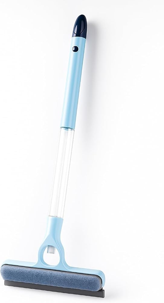 Busstier 4 in 1 Spreyli Cam Temizleyici Çekçek ve Fırça Aparatı Su Hazneli Pratik Camsil Çok Fonksiyonlu Pencere Banyo Ayna Temizlik Aracı