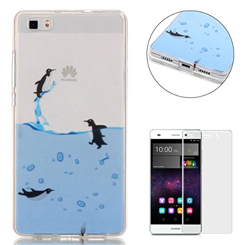 HUAWEI P8 Lite Silicone Gel Funda Silicona Carcasa  Con HD Pantalla Protectora  Suave TPU Protectora Cubiertas Alta Calidad Cubierta De La Caja De Silicona Galvanoplastia Patr  n Caso Delgado Parachoques para HUAWEI P8 Lite with Beautiful Colourful Pattern Design-Ping  ino del vuelo