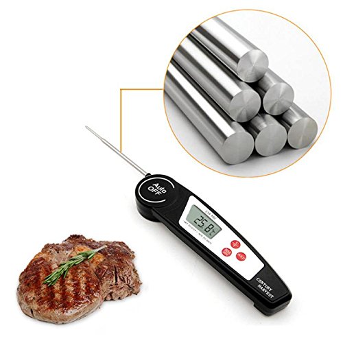 Temperatur Küche Haushaltsthermometer Einstichthermometer Digitales Universales Kochthermometer faltbar Schwarz - 3