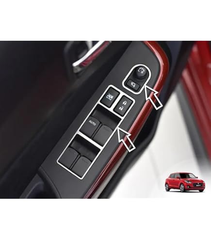 Steel Dekor For Suzuki.SWIFT, SWIFT Sport | 4 Doors - For Electric Window Switches | 5 Pieces Inox AZ RZ A2L A GL GLX SHVS AllGrip Hybrid Swift Tuning Accessories