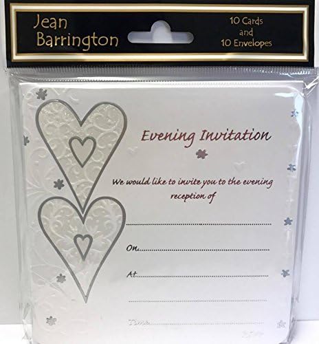 White Floral Hearts Wedding Evening Invitations - Pk 10