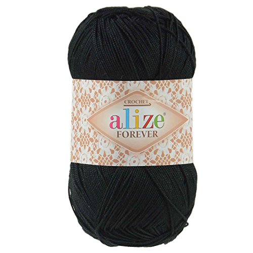 Häkel-/ Strickgarn ALIZE FOREVER 50g, #60 schwarz