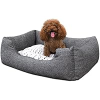 SONGMICS Kleines Hundebett mit Wendekissen und Anti-Rutschboden, Außenmaße: 60 x 50 cm, S, PGW22G