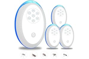 GBARAN Répulsif antiparasitaire à ultrasons, pièges à souris anti-insectes électroniques 4 paquets pour l'intérieur, plug-in répulsif contre les moustiques et les araignées, répulsif efficace contre les rats