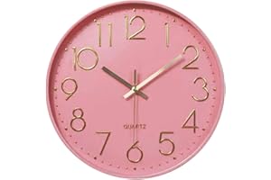 Taodyans Moderno Orologio da Parete Silenzioso Orologio da Cucina Quarzo da 30 cm (Rosa)