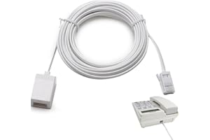 JEEGOWOOSS BT Telephone Extension Cable, 6m Straight Through Phone Cables, 6P4C Male to Female Extension Cable, UK Landline Phone Cord for Home and Office, RJ11 Fax, Modem, Router (White, 19.69ft)