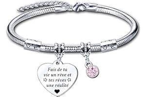 ZYMGUO Bracelets pour Amitié,Cadeau Femme Bracelets-Fais de Ta Vie un Rêve et Tes Rêves une Réalité- pour Femme Bracelet