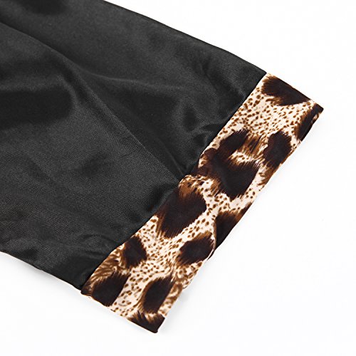 CHIC-CHIC Damen Morgenmantel Leopard Pyjama Herz Unterwäsche Chiffon Schlasfanzug Bademantel Negligee - 7