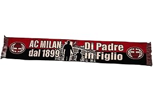 3R SPORT S.R.L. Sciarpa MILAN UFFICIALE di PADRE in FIGLIO 1899 modello Jacquard in Acrilico Rossonera SCJMiPad2260, Taglia unica