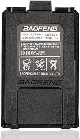 BAOFENG 7.4V 1800mAh Li-ion Battery For Baofeng Walkie Talkie DM-5R UV-5R UV-5RE BF-F8HP UV-5R V2+ Plus UV-5RTP Series Two Way Radio (Black)