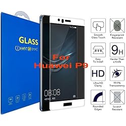 Huawei P9 - Curvo 3D Cristal Templado Protector de Pantalla, 3D completo borde curvado [ borde a borde ] para Huawei P9 (Blanco)