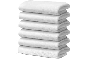 GIOVANNI DOLCINOTTI MADE IN ITALY Giovanni Dolcinotti | Set di 6 Asciugamani viso in 100% cotone - 30x30 cm - Extra assorbenti e ad asciugatura rapida - Per Bagno, Spa e Palestra - Bianco - Modello Orlando