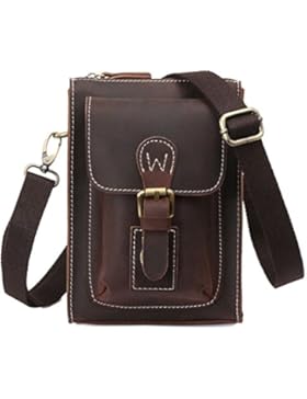Modelshow Herren Echtes Leder Retro Mini Taille-Packs Messenger Tasche Schultertasche Geneigte Einzigen Umhängetasche