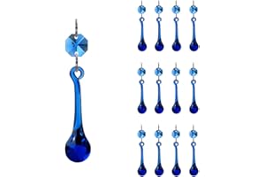 GOLDENHAITAI 12 pezzi di cristallo a goccia di pioggia prismi parti, 53 mm di cristalli da appendere perline per lampadari, decorazione della casa (blu medio)