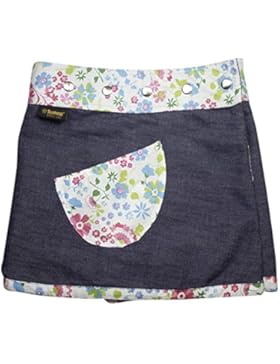 SUNSA Mädchen Rock Jeansrock Minirock Wickelrock Wenderock Sommerrock Mädchenrock aus Baumwolle, 2 optisch verschiedene...