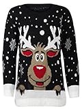 New Womens Reindeer Christmas Xmas Gift Jumper Knitted Jumper Ladies Size 8-30