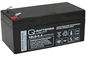 Q-BATTERIES UALITY Batteria AGM 12LS-3.4, 12 V, 3,4 Ah, esente da manutenzione