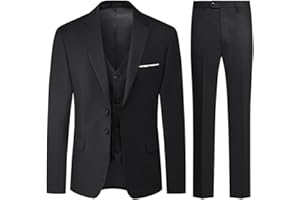 Allthemen Traje de Hombre de 3 Piezas de Ajuste Delgado con un Solo Pecho de Dos Botones Traje de Esmoquin de Boda Chaqueta Chaleco Pantalones
