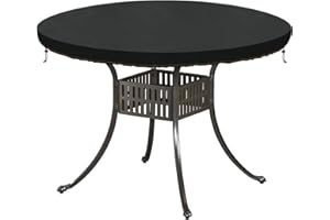 HEIMUNI Housse de Table de Jardin Ronde Bache Table Exterieur Imperméable Bâche de Protection Exterieur Table Housse Salon de Jardin en Tissu Oxford Anti-UV Couverture de Table Ronde Ø125x10cm