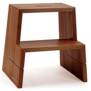 NATUREHOME Design Tritthocker Holz - Buche Walnuss geölt mit Griff