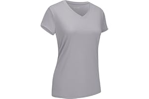 EKLENTSON Women's Short Sleeve T Shirts V-Neck UV Protection UPF 50+ Shirts Quick Dry Lightweight Summer Running Top
